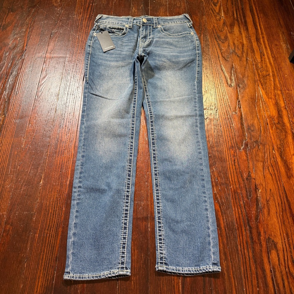True Religion Jeans Mens 30x32 Blue Geno Big T Flap Slim Spiced Orchard NWT